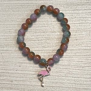2/$25 Multi-color Glass Crackle Beaded Flamingo 🦩 Bracelet NEW